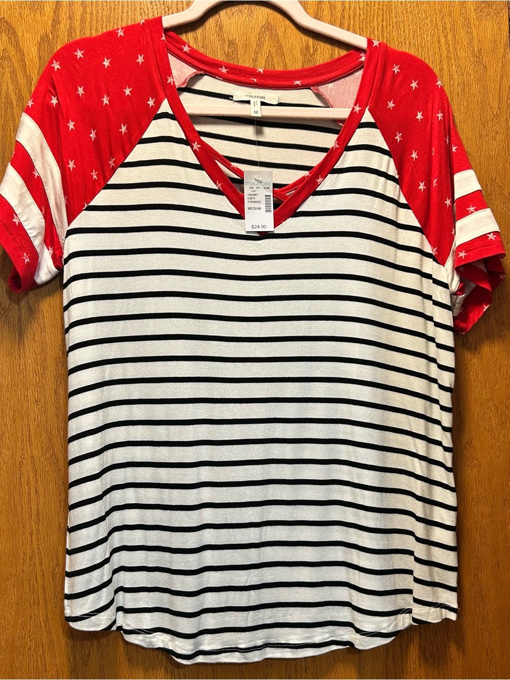 Mixed Stripe & Stars Tee in Red, White, Black